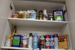 lot 519 image: Spray Paint Cans, Brush Cleaner, Polyurethane and More