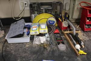 lot 553 image: Rockler Measuring Kit, Glue Guns, Wire Brushes and More