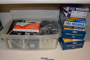 lot 217 image: Disposable Gloves and Masks, Covid-19 At Home Test Kits