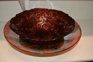 lot 218 image: Large Colorful Glitter Glass Bowls