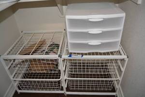lot 229 image: 2 Elfa Wire Basket Units and Plastic 3-Drawer Unit