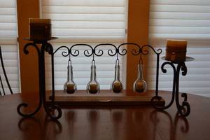 lot 159 image: Wrought Iron and Glass Bottle Candle Holders
