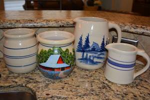 lot 158 image: Marshall Pottery Pitchers and Vases and One Nettlebed Pottery