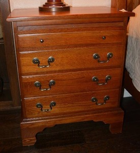 lot 284 image: Side Table by Keller Solid Wood Furniture -  24W x 16D x 29H, Features Pull-out Table Tray and Top Felt Drawer