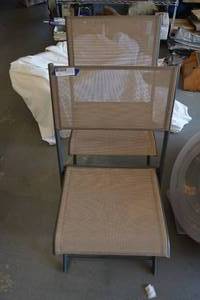 lot 391 image: Pair of Sling Folding Patio Chairs, Tan by Room Essentials