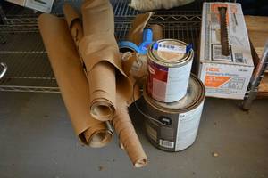 lot 412 image: 3M Painters Tape and Paper Dispenser, and Painters Plastic