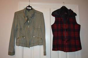 lot 703 image: Pendleton Plaid Puff Vest and Jones New York Jacket Size M