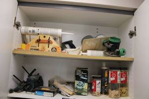 lot 582 image: Crown Moulding Cutting Jig, Furniture Sliders, Drill Doctor, Dowling Jig, Wood Biscuits and more