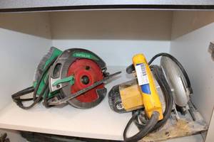 lot 584 image: Hitachi and DeWalt 7-14 Circular Saws