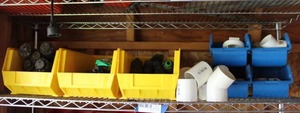 lot 673 image: Colored Bins, Sprinkler Parts