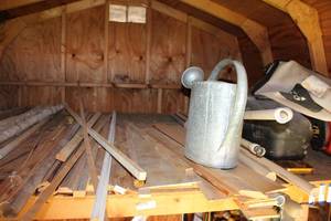 lot 681 image: Misc. Wood Pieces and Trim Plus Watering Can