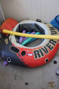 lot 498 image: Intex River Run Inflatable Tube, Pool Noodles