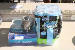 lot 467 image: Marine Raider Cup Holder Set and Shop Towels