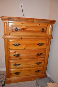 lot 73 image: 5-Drawer Dresser - 40W x 19D x 56H, Pine Wood