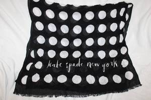 lot 729 image: Kate Spade Scarf Black with White Polka Dots