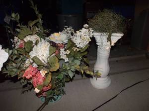 lot 11 image: Artificial Flowers and Vase (See Pictures)