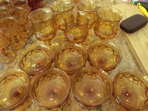 lot 48 image: Amber Thumbprint Glasses See Photos