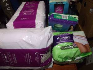 lot 76 image: Generous lot of Womens Incontinence Supplies, Most Unopened,