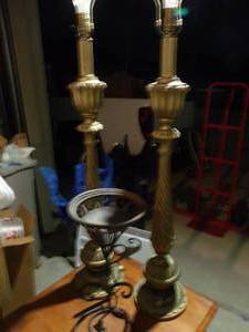lot 78 image: Pair of Working Vintage lamps, and Plant Stand