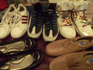 lot 88 image: Generous Lot of Womens Shoes sizes 78 &, Adidas, Air Jordans, Nike, and More