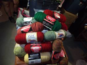 lot 114 image: Slightly Used Yarn, Various Brands, Colors and Textures. Basket Included