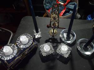 lot 141 image: Crystal Candle Holders and Indian Prayer Bells