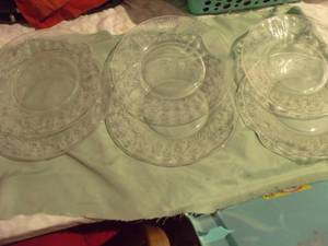 lot 146 image: Vintage Fostoria Plates with the Corsage etching Pattern.. Beautiful Set Goes with Lots 167-169