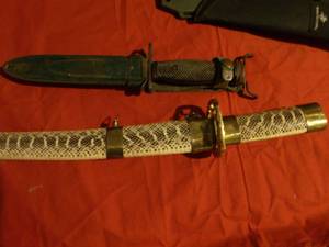 lot 151 image: Vintage Bayonet Possibly Vietnam era and a Wakizashi Sword