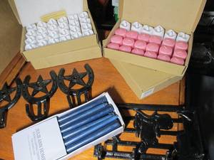 lot 308 image: Julie Ann Homes Candles, Pink Votives, White LED Votives, and 12 Tapered, All Fragrance Free and NEW