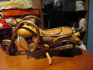 lot 295 image: Vintage Wooden Harley Davidson, Hand Carved