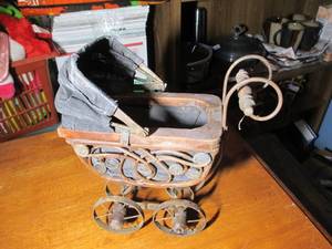 lot 296 image: Antique Pram Baby Stroller $$