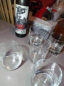 lot 171 image: Mixed Double Old Fashioned Lot .. Including 2 Holographic Crown Royal Etching Glasses and 1 empty Walking Dead Liquor Bottle