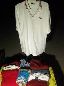 lot 186 image: Lot of Mens lgxl Shirts and quarter coin wrappers