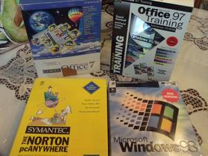 lot 245 image: Vintage Windows Software, Operating System, Office, and Virus Protector (in original boxes) as shown