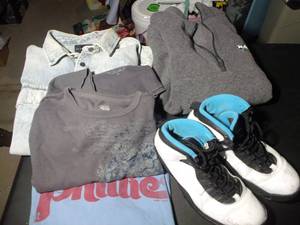 lot 249 image: Mens Shirts and Nike Air Jordans, size 10.5, colors and styles as shown