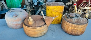 lot 57 image: Antique Vintage Lot of 4 Metal Gas Cans