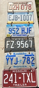 lot 72 image: Wall-Hanging Collection of 6 Vintage License Plates
