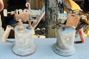 lot 77 image: Two Vintage Clayton &amp Lambert Hand Blow Torches- One Brass