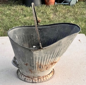 lot 120 image: AntiqueVintage Galvanized Metal Coal Shuttle