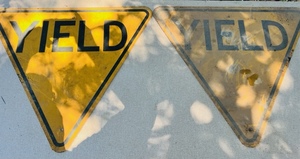 lot 124 image: Two Vintage Yield Traffic Signs