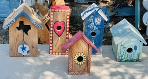 lot 128 image: Five Hand-Crafted Birdhouses&nbsp
