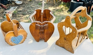 lot 152 image: Three Vintage Wooden Periodicals RackCatch-All