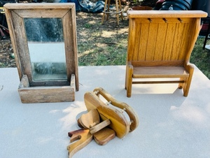 lot 153 image: Three Cool Vintage Wall-Hanging Wooden Shelves