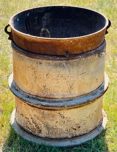 lot 167 image: Cast Iron Kettle W Stand Which Was Used For Rendering Lard