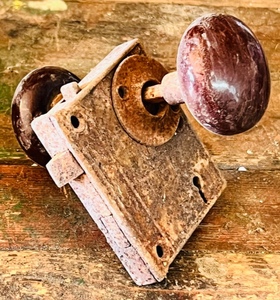 lot 176 image: Antique Corbin Mortise Lock Set WBrown Door Knobs