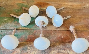 lot 189 image: Eight AntiqueVintage White Porcelain Door Knobs