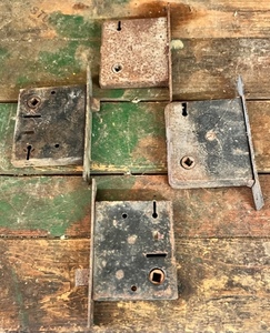 lot 192 image: Four AntiqueVintage Door LockLatch Mechanisms