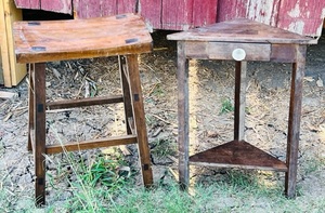 lot 201 image: Vintage Stool &amp Corner Table