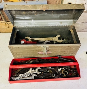lot 223 image: Lot of Vintage Wrenches in Vintage Craftsman Tool Box