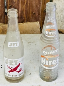 lot 226 image: Rare Jet Glass Soda Bottle &amp Hires Rootbeet Bottle